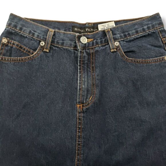 Nine Planet Skirt Size 7 W28"in Waist Blue Denim A Line 100% Cotton Made In USA - Picture 3 of 5